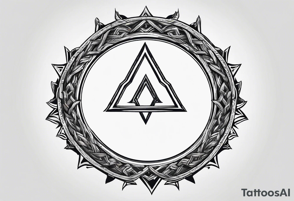 Simplistic symbol large delta inside a circle made from chain tattoo idea
