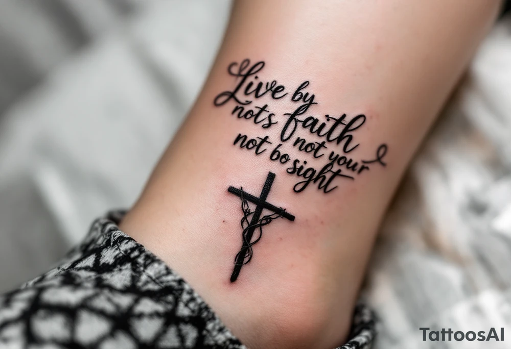 live by faith not by sight with cross tattoo idea