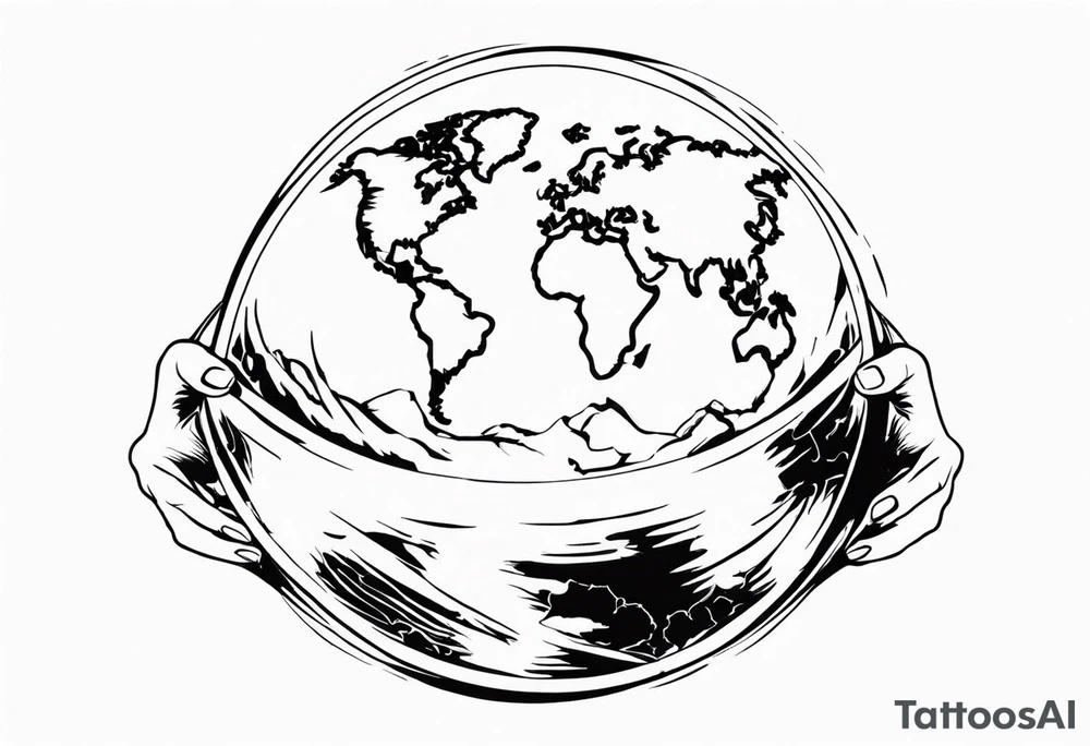 Strong holding up earth tattoo idea