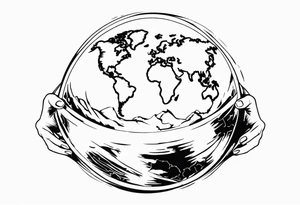 Strong holding up earth tattoo idea