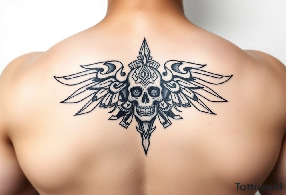 Create a mexican Aztec tattoo meant for the inner bicep, with the main theme of life and death but make sure to make it subtle as this theme should not be the main focus of the tattoo the mexican Aztec part is the main thing tattoo idea