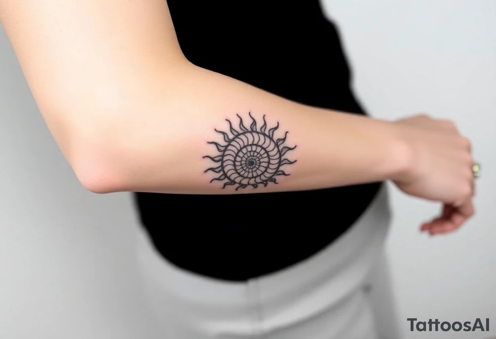 Fibonacci spiral shell sun tattoo idea