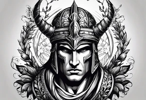 Ares with a laurel wreath around him tattoo idea