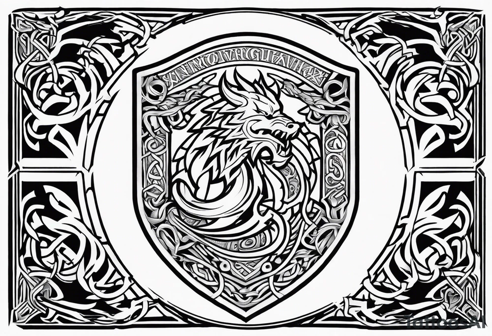 Viking sword Valhalla dragon shield tattoo idea
