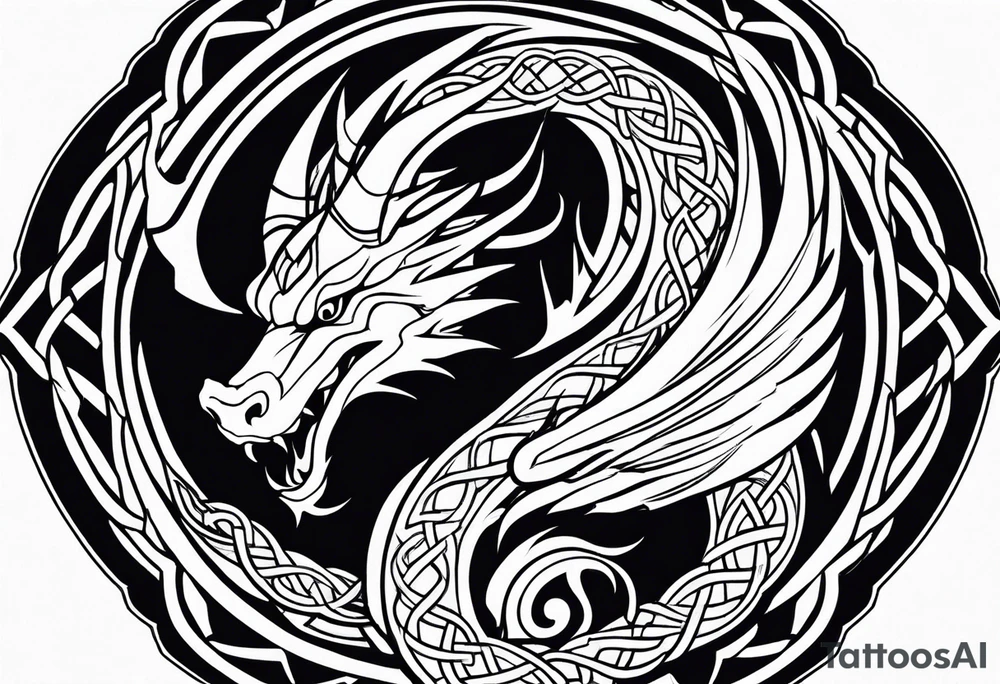 celtic mythology simple dragon tattoo idea