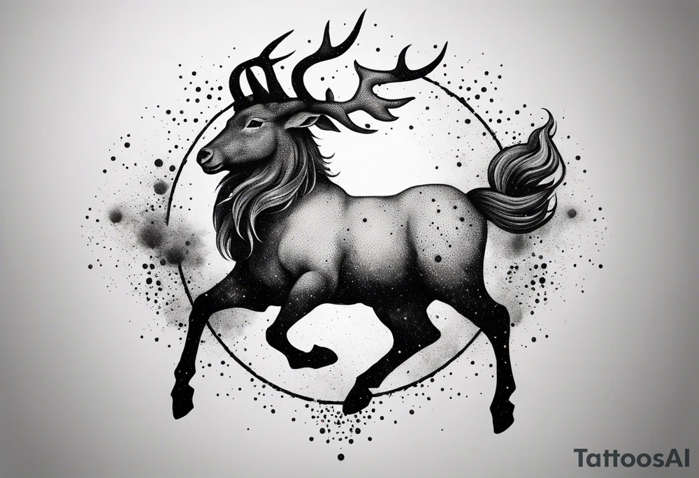 exploding capricorn tattoo idea