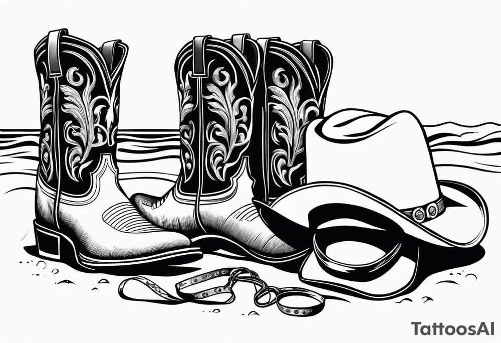 Keep it simple. A pair of mens boots next to a pair of flip flops and a cowboyhat on the Beach. Come on! tattoo idea