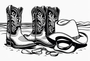 Keep it simple. A pair of mens boots next to a pair of flip flops and a cowboyhat on the Beach. Come on! tattoo idea