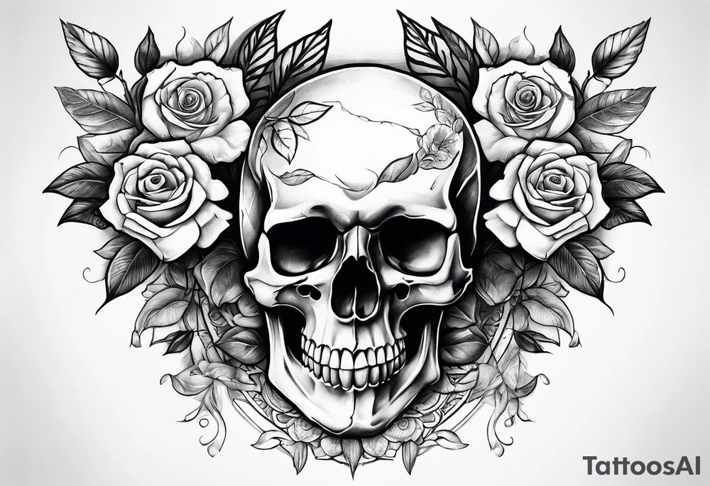 skull and roses tattoo idea