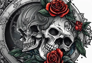 Arm emerging from grave. 
MIW Reincarnate written on gravestone tattoo idea