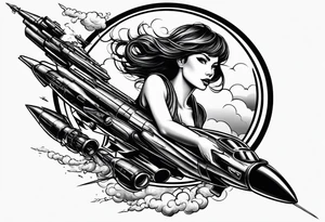 Girl riding a missile tattoo idea