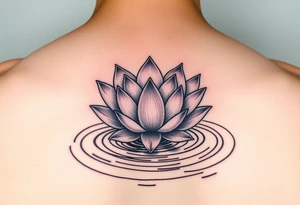 serene lotus flower emerging from sacred waters with ripples tattoo idea