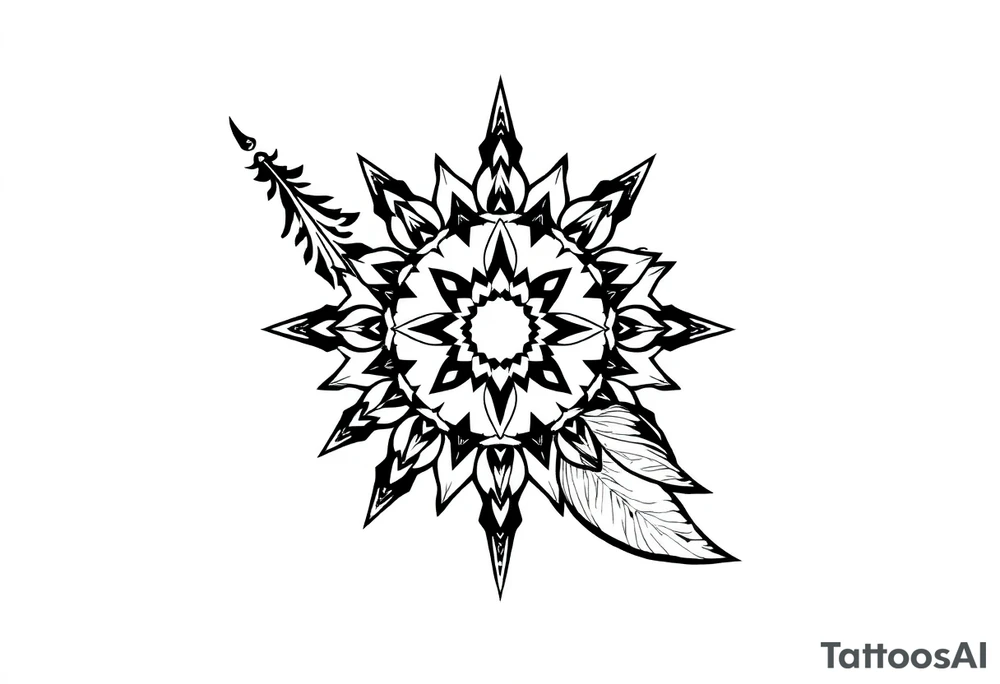 spiritual feather indian mandala shaman tattoo idea