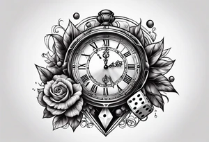 Time piece clock with dice smoked up tattoo idea