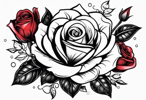 Roses with filled in stars & bubbles tattoo idea