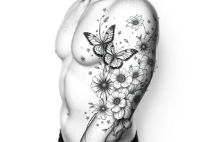 Flowers and butterflies tattoo idea