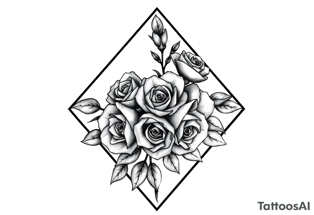 Small Roses filling up the inside of an lateral diamond shape tattoo idea