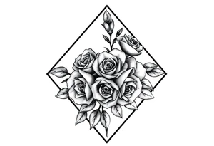 Small Roses filling up the inside of an lateral diamond shape tattoo idea