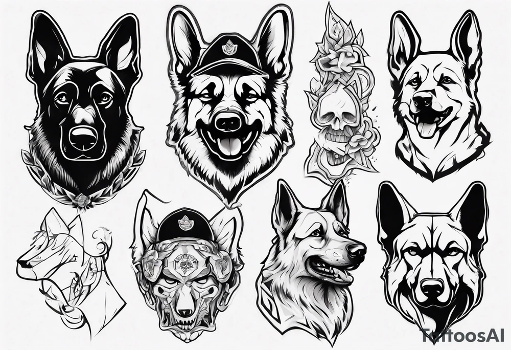 Scary German shepherd dog tattoo idea