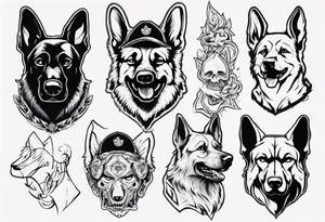 Scary German shepherd dog tattoo idea