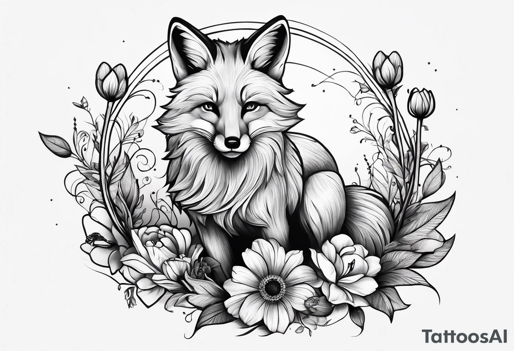 A forearm tattoo of a fox running and a honey bee tattoo idea