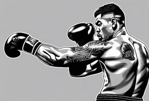 A boxer punching a punching back made out of a sack of potatoes tattoo idea