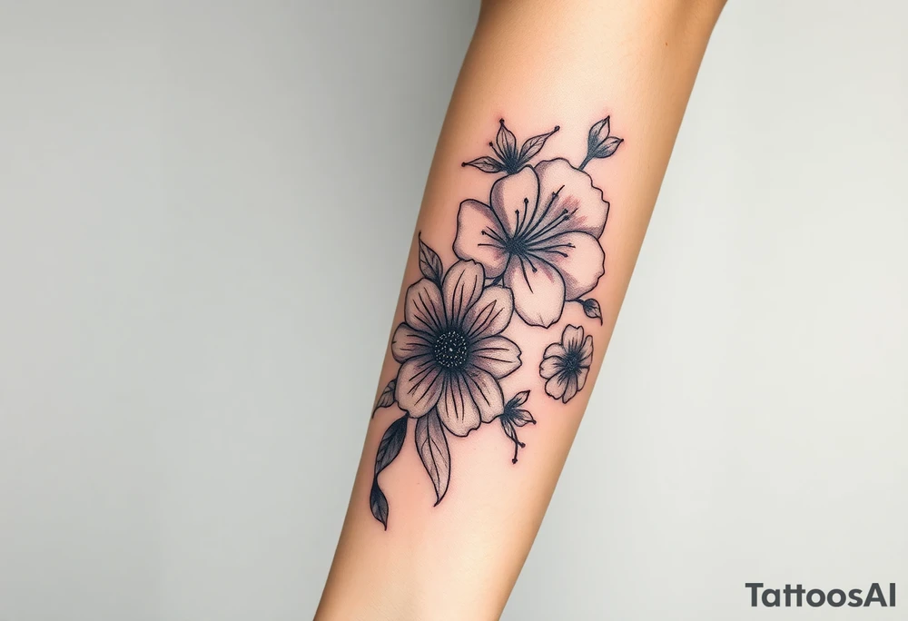 Chemical representation of Bipolar disorder 
 with flowers and fade from color to black and white tattoo idea