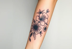 Chemical representation of Bipolar disorder 
 with flowers and fade from color to black and white tattoo idea