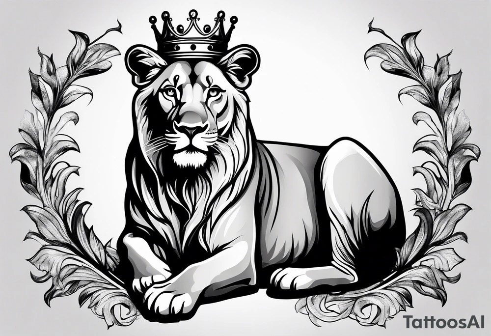 Baby Lion with crown tattoo idea