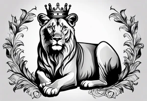 Baby Lion with crown tattoo idea