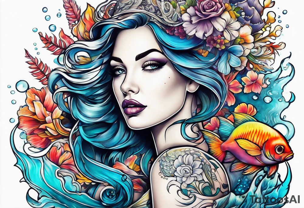 Pinup underwater tattoo idea