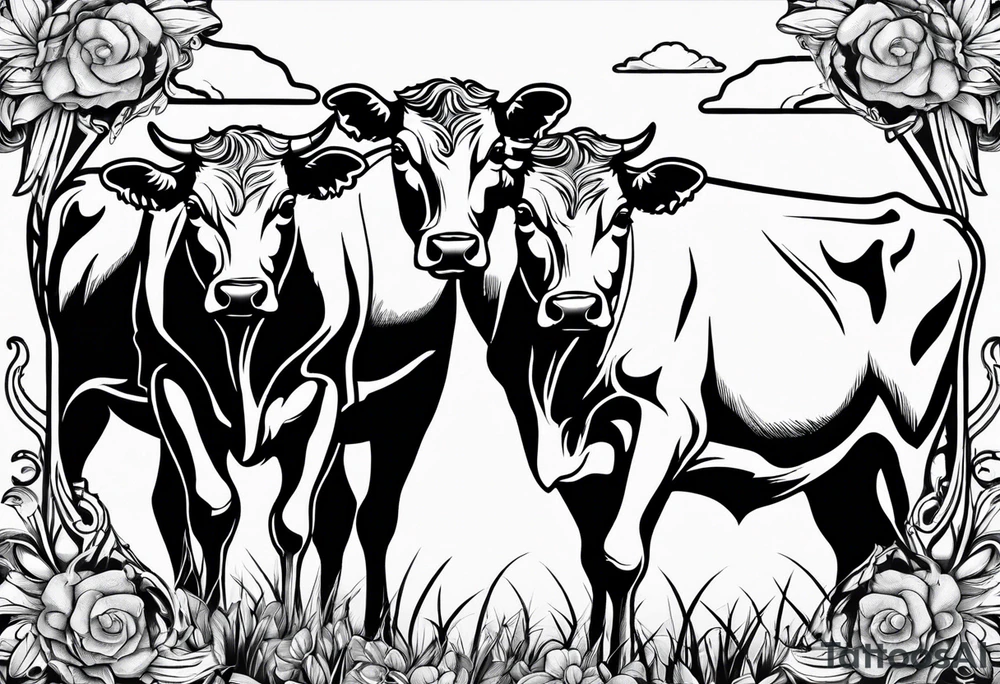 two fighting cow tattoo idea