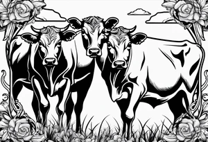 two fighting cow tattoo idea