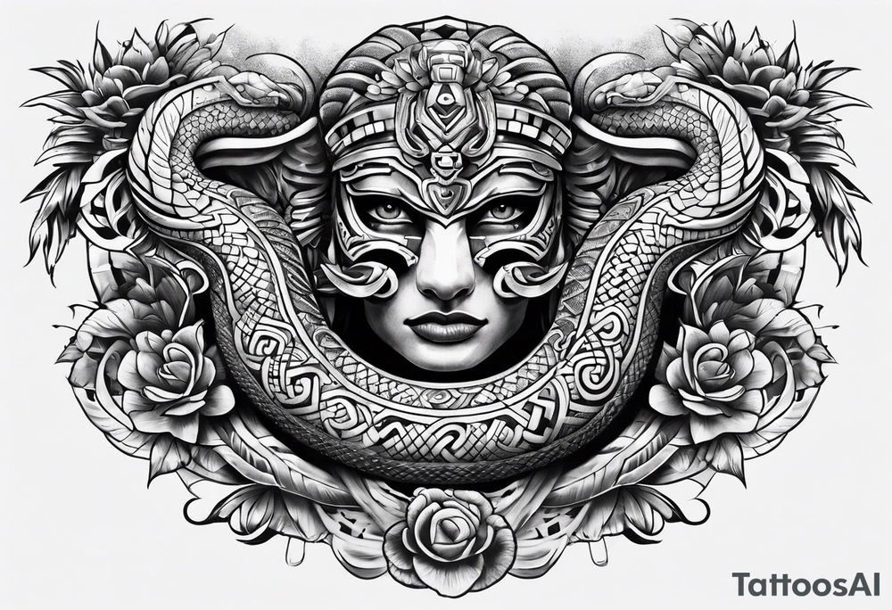 aztec snake sleeve tattoo idea