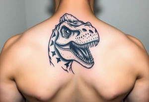 Dilophosaurus staring at you showing teeth tattoo idea