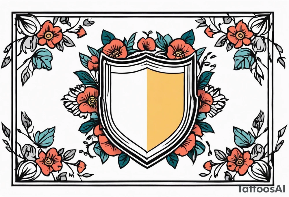 shield

old school vintage simple traditional design with vintage flowers surrounding
bold color simple tattoo idea