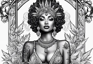 Black Goddess of marijuana tattoo idea