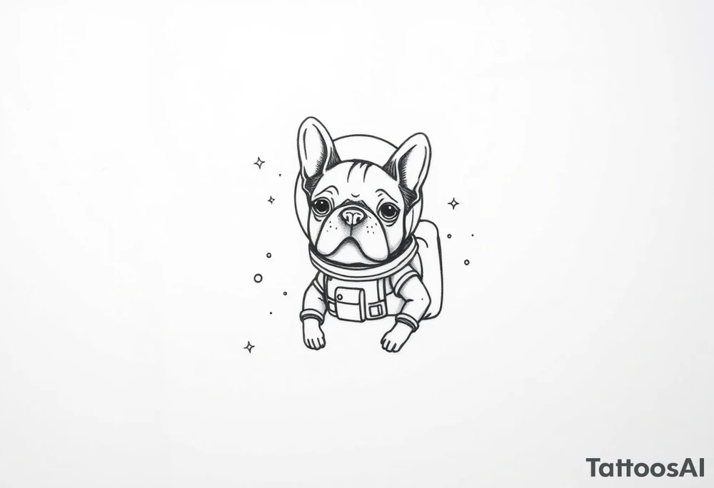 a space themed tattoo of my french bulldog mars. include elements in space like planets and stars. mars should be depicted as a astronaut tattoo idea
