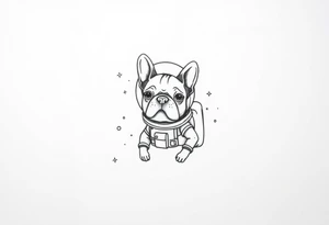 a space themed tattoo of my french bulldog mars. include elements in space like planets and stars. mars should be depicted as a astronaut tattoo idea