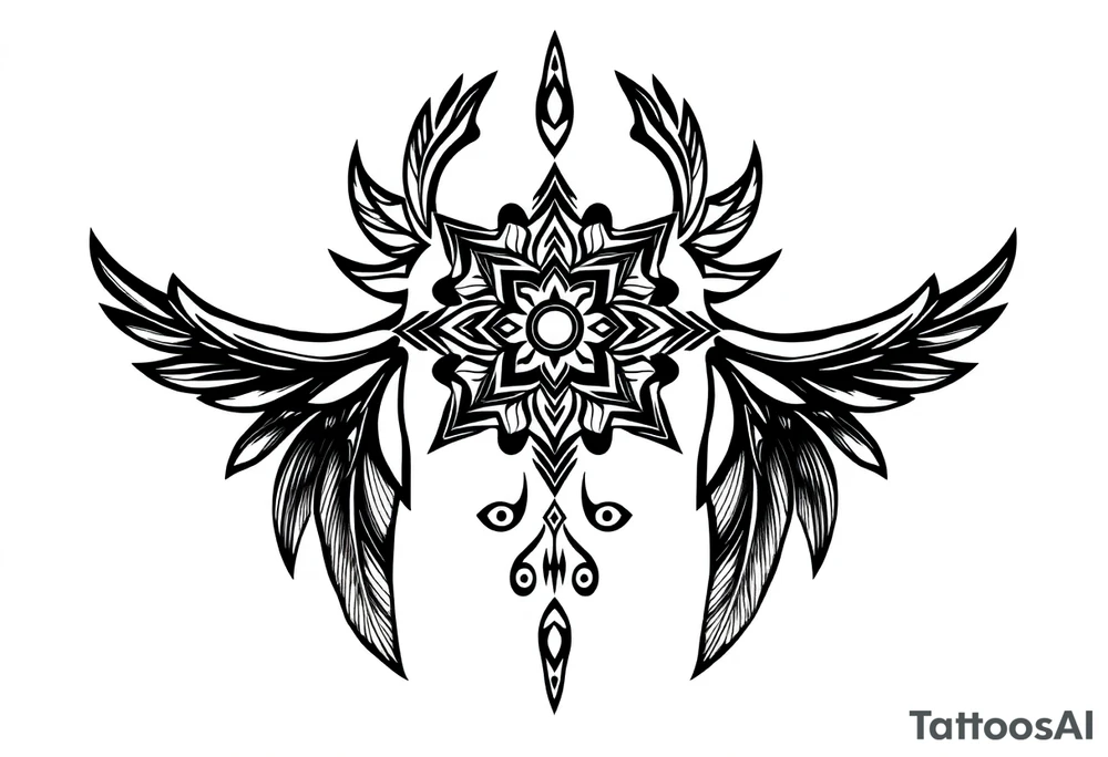 spiritual feathers ornamental mandala indian shaman rune tattoo idea