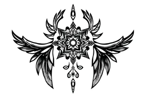 spiritual feathers ornamental mandala indian shaman rune tattoo idea