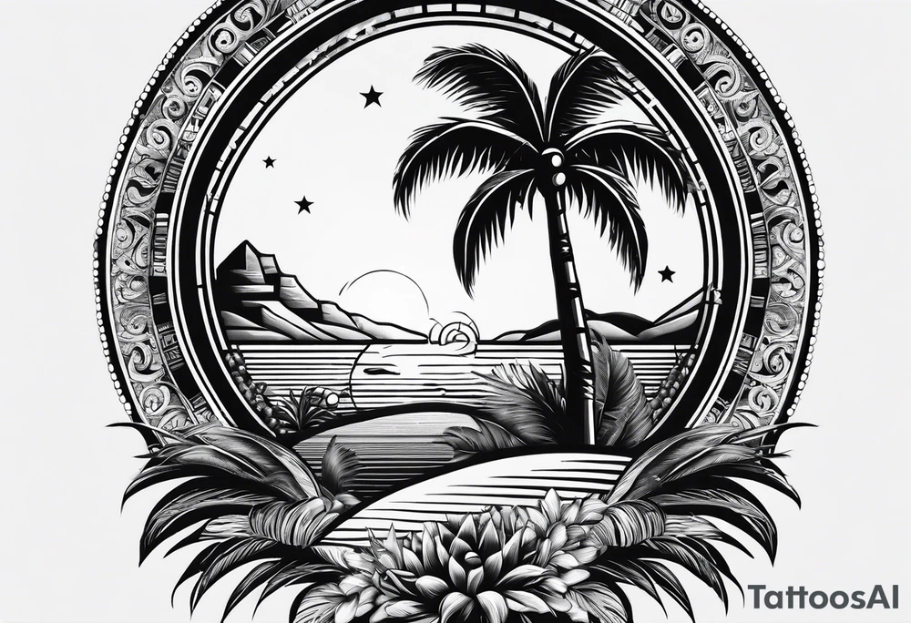 ROULETTE casino card games dice sun palm tree tattoo idea