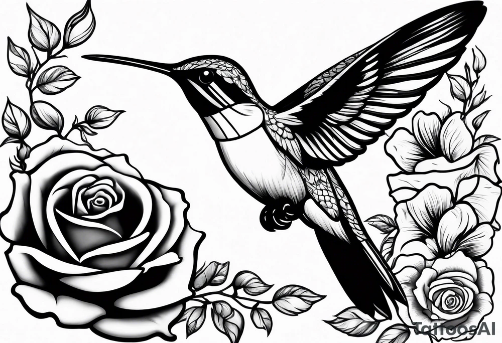 Humming bird and Rose tattoo idea