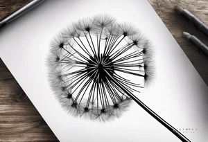 A fluffy dandelion with the stem coming out of the letter B in the name Cambria tattoo idea