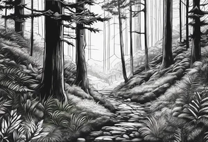 forest, green and black, no people tattoo idea