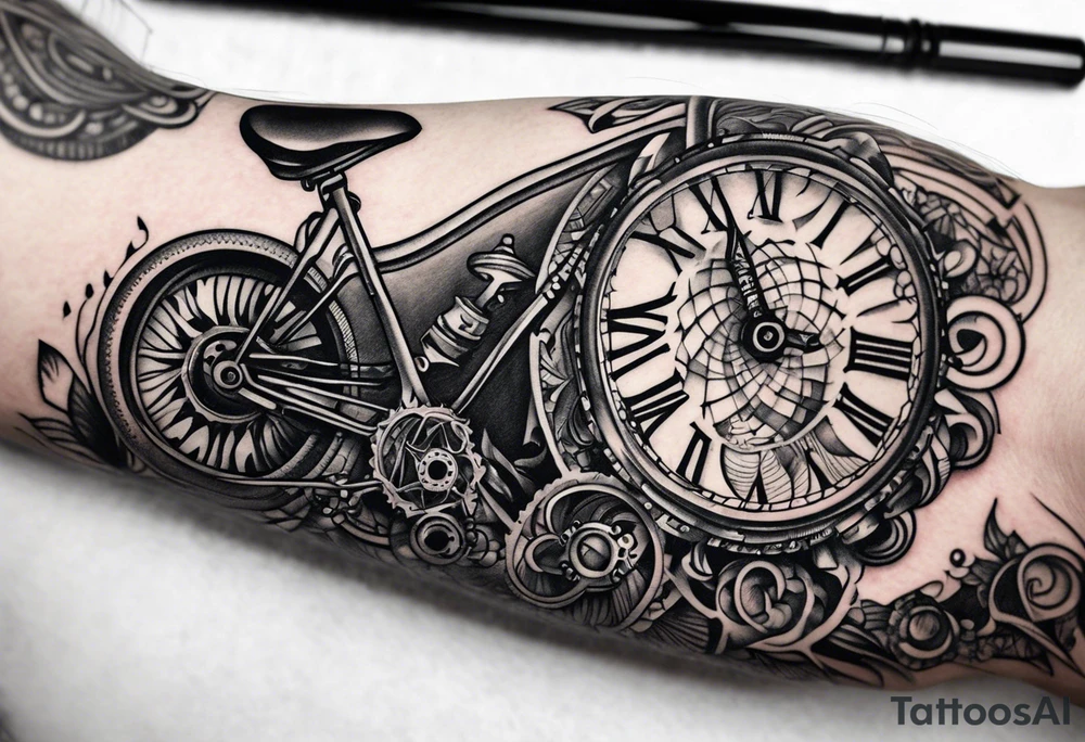 bicycle gear and chain as watch around wrist tattoo idea