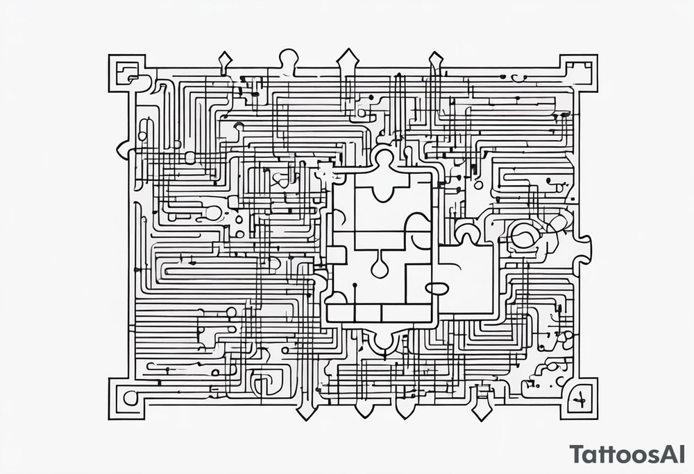 Jigsaw puzzle piece with circuits tattoo idea