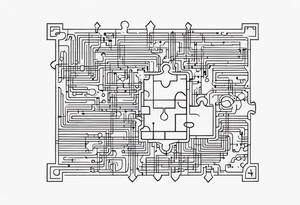 Jigsaw puzzle piece with circuits tattoo idea