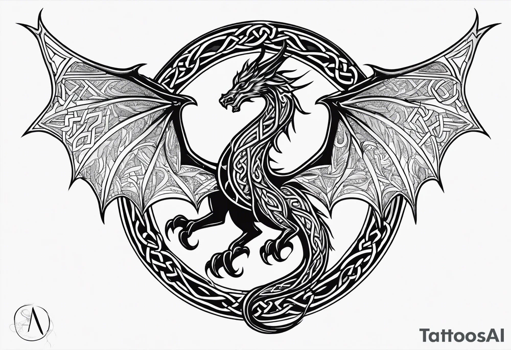 celtic mythology simple dragon tattoo idea
