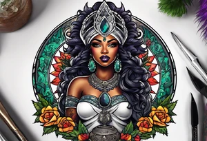 Black Goddess of sativa tattoo idea